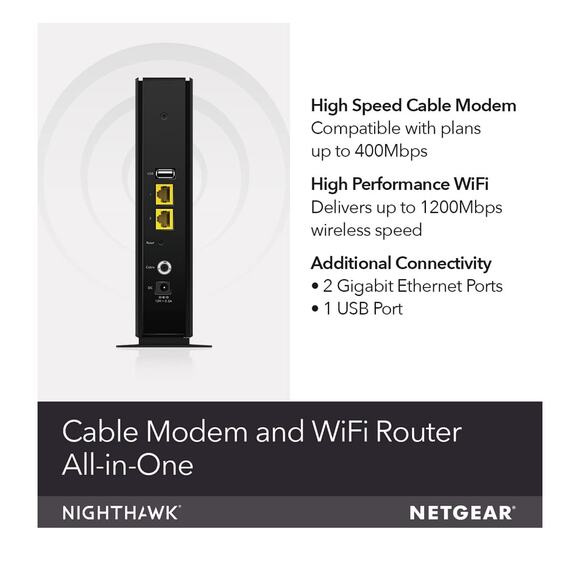 NETGEAR C6230 Cable Modem with Built-in WiFi Router Dual-Band AC1200 Beamforming - Picture 5 of 12